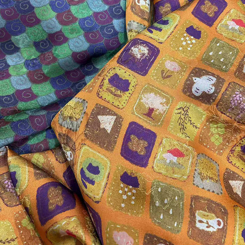 香云纱旗袍汉服连衣裙服装面料复古民族风人丝双面印缎面提花布料,淘宝优惠券,粉丝福利购,淘宝优惠卷