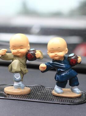 创意家居桌面少摆件可爱车林醉拳醉酒和小沙醉拳和尚弥尚汽中控台