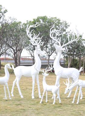 玻钢璃抽梅花鹿雕塑户公园林13243景外观麋鹿动物商场装饰品落地