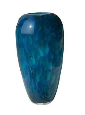 现代轻奢孔雀蓝玻璃花瓶摆件客厅插花客厅玄关样板间售楼部花器