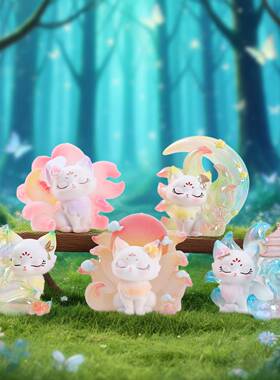 新款国潮梦幻涂山九尾狐小盲盒创意树脂桌面装饰摆件送女生小礼物