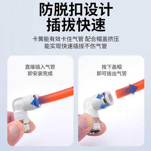 气管快速接头PL8-02螺纹弯通L型气动快插PL4-M5/6-01/10-03/12-04 - 图2