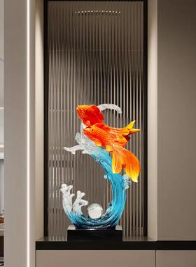 风生水起入户玄关摆件轻奢高档客厅电视柜办公室年年有余锦鲤装饰