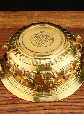 黄铜五路财神聚宝盆摆件如意聚宝盆家用铜盆店铺开业聚宝盆礼品