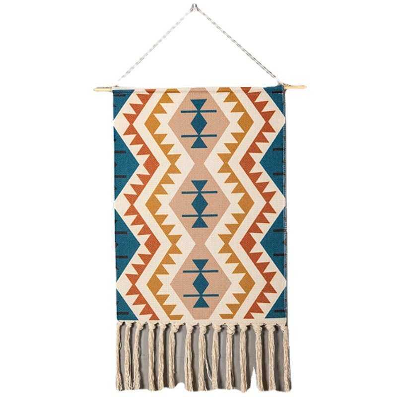 挂毯北欧波西米亚纯手工编织棉麻挂画背景卧室壁毯画民宿房间装饰,淘宝优惠券,粉丝福利购,淘宝优惠卷