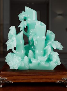 中式仿玉财富节节高富贵竹摆件客厅酒柜家居摆件开业礼品厂家