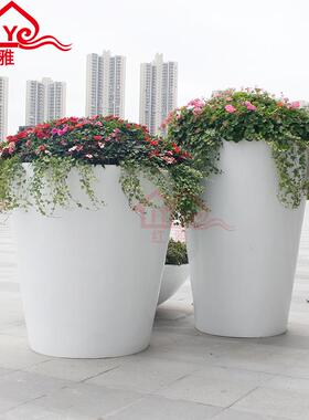 大号玻璃钢花盆户外种植树池街道商业美陈大门装饰花器圆形花箱