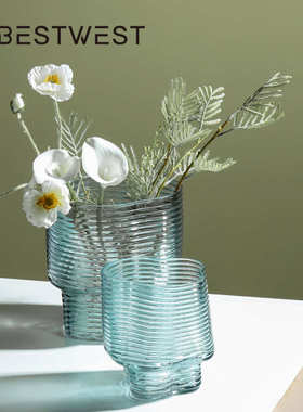 博西家居 北欧轻奢水果盘透明玻璃花瓶摆件 创意家居客厅水培花器