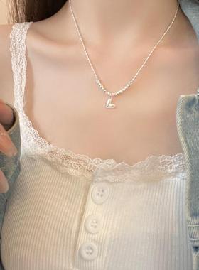 2026新款小爱心项链女碎银子转运珠闪闪毛衣链轻奢小众设计感颈链