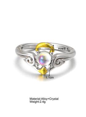 Rings Vintage Moonstone Ring Womens覆古月光石戒指开口可调节