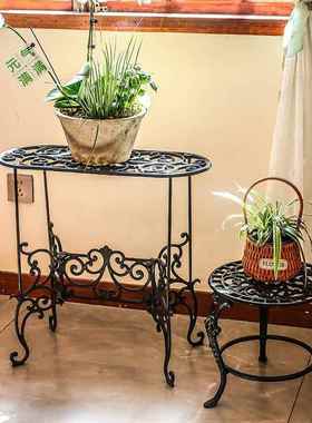 欧架式简铁约复古艺落阳地式花架多肉置物摆件别SJA墅花园庭院台