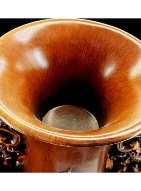 梅兰竹菊木雕花瓶摆件一对酒店玄关别墅客厅电视柜酒柜落地装饰品