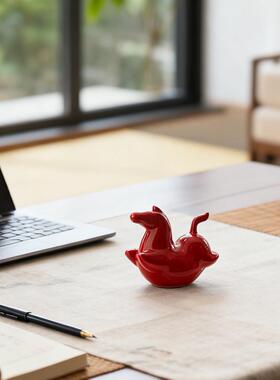 创意手工景德镇陶瓷摆件生肖2026马年招财礼品办公室桌面装饰品