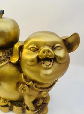铜猪摆件黄铜招财金猪客厅玄关家居办公室桌面摆件生肖猪工艺礼品