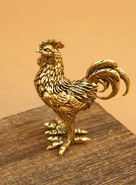 黄铜十二生肖鸡大公鸡摆件朝阳公鸡小母鸡家居客厅桌面茶宠装饰品
