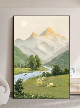 日照金山装饰画山水画客厅挂画靠山图沙发背景墙风景落地画玄关画