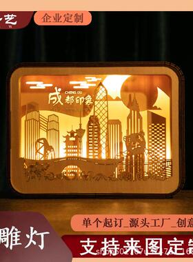 木雕灯3d立体来图定制小夜灯文化创意礼物伴手礼镂雕工艺国潮木质