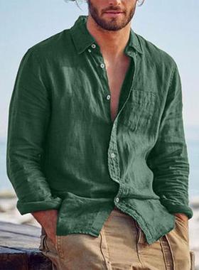 Cotton Linen Vintage Men's Shirt Loose Fit Casual Cardigan