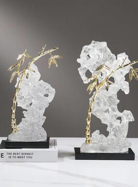 新中式太湖石雕客塑酒摆件现轻奢饰玄关厅电视柜柜样CS-ZS012板房