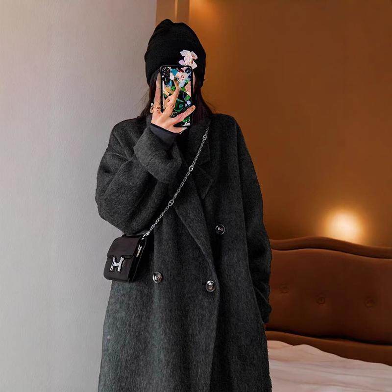 摩卡棕双面羊绒大衣女2025新款中长款韩系高级感宽松呢子羊毛外套,淘宝优惠券,粉丝福利购,淘宝优惠卷