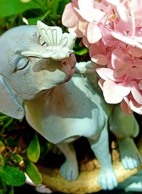 花园可爱天使狗树脂摆件 宠物狗户外动物摆件 美式庭院草坪造景