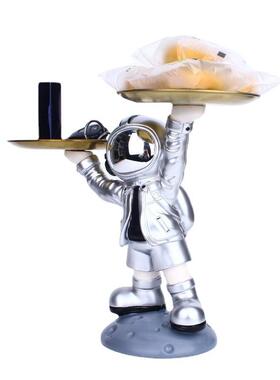 玄关钥匙收纳摆件太空人宇航员托盘树脂工艺品酒柜装饰品厂家