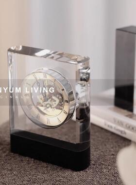 卧室时钟床头钟中银芯古风法式玄关家用高级装饰摆件客厅书桌座钟