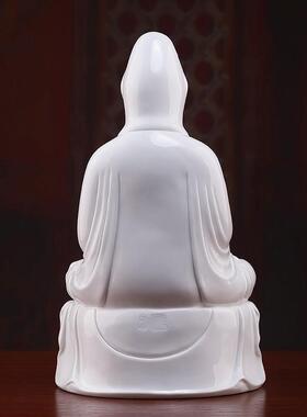 陶瓷坐莲观音家用供奉观音佛像坐像摆件德化白瓷南海观世音菩萨像
