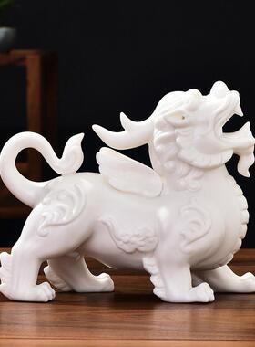 陶瓷招财貔貅摆件一对中式玄关办公室家居装饰品店铺开业乔迁礼品