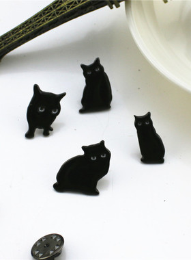 卡通时尚风格黑猫可爱动物领针