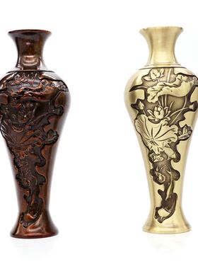厂家全铜摆件莲叶荷高梅瓶花瓶摆件工艺品家居办公仿古