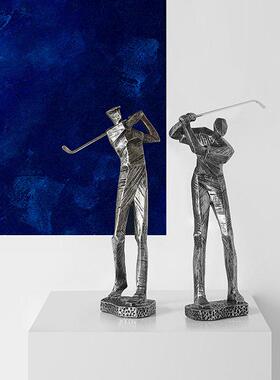 覆古高端高尔夫商务人物装饰酒柜客厅家居领导老板办公室装饰