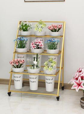 室外摆可叠可移摊动阶梯折层多花kk店花架高档架子花店花桶展示架