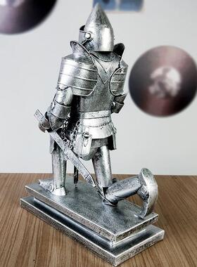 欧式中世纪罗马盔甲人士兵金属模型道具覆古铁皮武骑士工艺品摆件