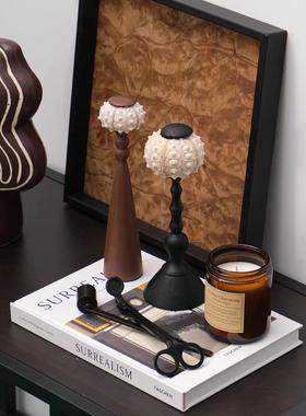 中古老钱风贝壳装饰摆件样板间酒店书房书桌书柜软装饰品