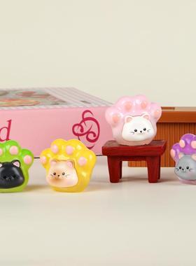 新款直销微景观摆件卡通夜光猫爪小猫装饰品配件车载桌面小摆件树