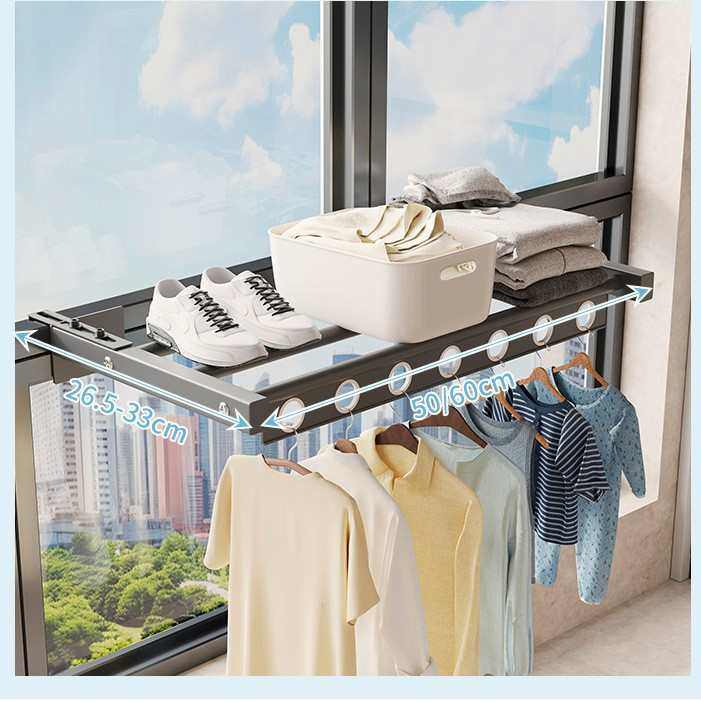 免打孔卡扣式晒鞋架可调节阳台晾衣架铝合金护栏防盗窗衣架晾衣杆,淘宝优惠券,粉丝福利购,淘宝优惠卷