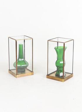 新中式绿花器玻居璃装展示罩摆件样板房间隔断书房茶MC-TY-68室家