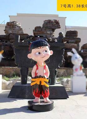 玻璃钢哪吒之魔童闹海同款卡通雕塑室外公园绿地雕塑摆件厂家