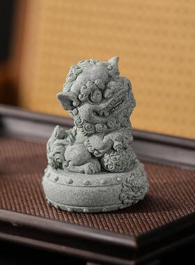 国潮中式石狮子一对招财镇宅家居阳台客厅玄关办公室桌面茶宠摆件
