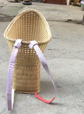 竹编竹篓背篼娃娃儿童宝WOK宝小娃孩婴凉竹篓揹筐背婴椅抱袋椅子