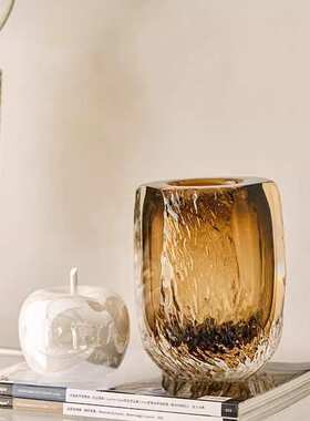 琥珀色现代套装器花轻奢高级酒店装饰品切面三面琉璃样板间玄关