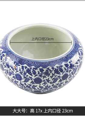 正品青陶瓷花盆花瓷笔洗金鱼缸乌龟睡莲缸碗盆水培植物客厅莲面桌