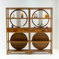 (Hupeach wood New Chinese Mission Round Round Bogu Stand 1 Pair) Solid wood furniture cabinet Bogu cabinet Xuanguan cabinet