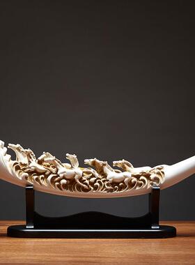 新中式摆件博古架轻奢家居饰品领导办公室酒柜客厅玄关高档艺术品