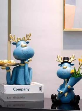 钥房匙收纳托盘家居客厅8040间摆件创意入户进口玄关轻奢桌门鹿面