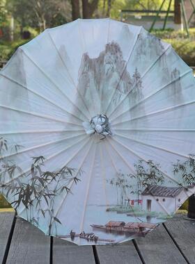 儿童古风油纸伞汉服旗袍淡雅中国风素色复古装吊顶装饰平头工艺伞