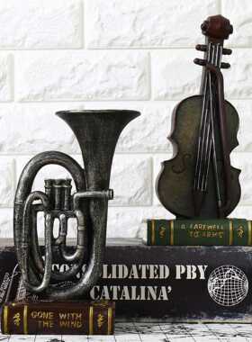 欧式复古乐器做旧咖啡厅酒吧家居饰品客厅卧室电视机柜装饰摆件