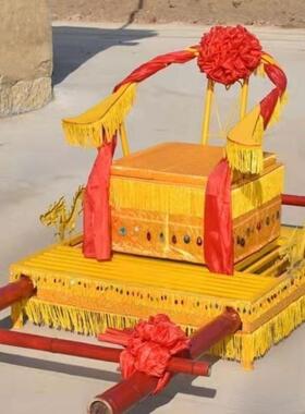 婚庆叠八抬大结华婚花轿步轿辇ltao1008喜轿子轿折龙椅中式豪龙椅
