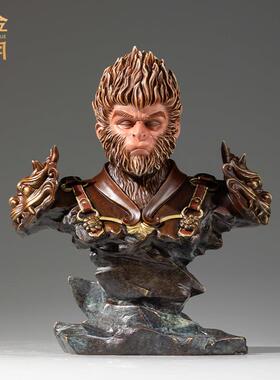 铜艺坊开悟孙悟空彩铜半身雕塑像摆件黑神话孙悟空铜雕工艺品摆件